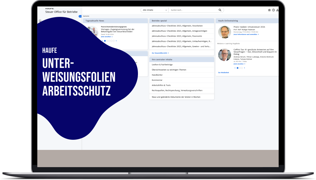 Haufe Unterweisungsfolien Arbeitsschutz Online - Unterweisungen professionell durchführen und dokumentieren